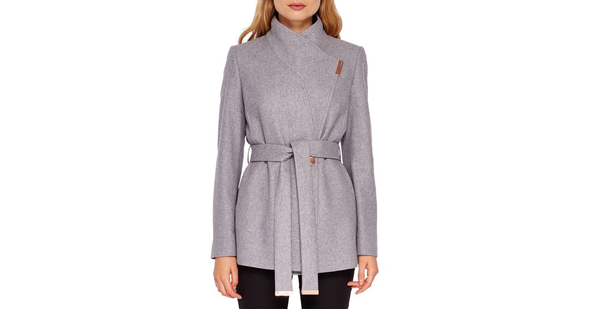 ted baker grey short wrap coat