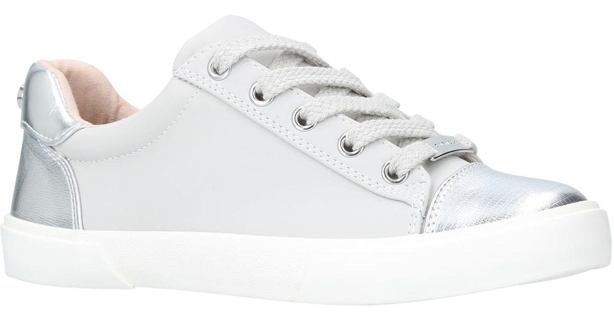carvela light lace up trainers white