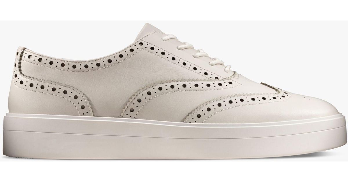 Clarks Hero Leather Brogue Trainers in White | Lyst UK