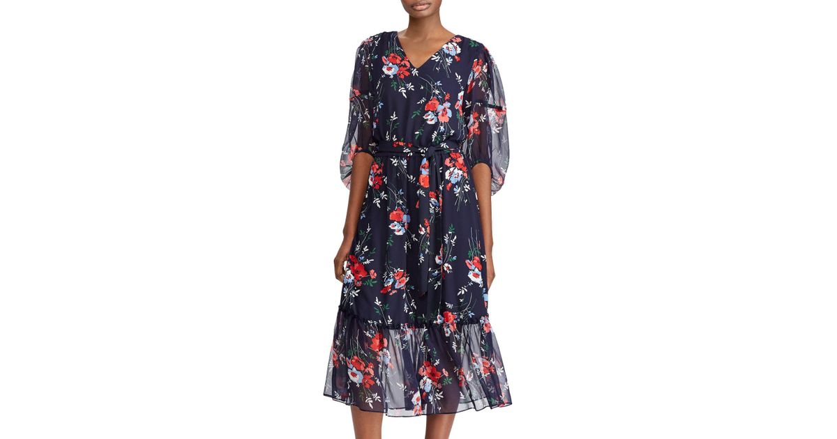 ralph lauren floral georgette midi dress