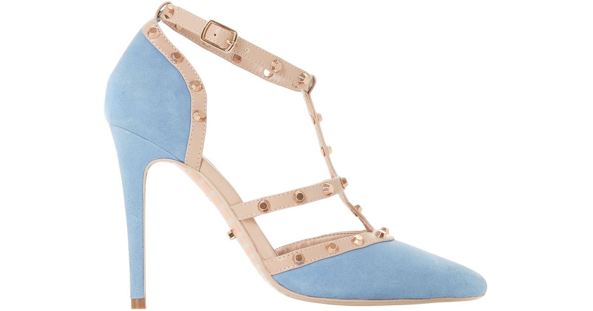 blue studded shoes