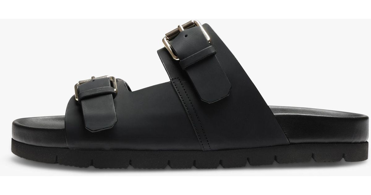 Grenson Florin Leather Slider Sandals in Black for Men | Lyst UK