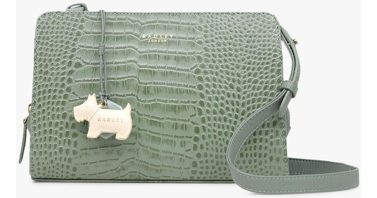 Radley Leather Liverpool Street Medium Ziptop Cross Body Bag in Sage