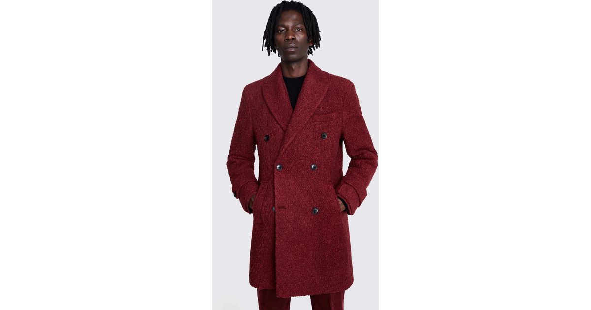 Moss Wool Blend Boucle Coat in Red for Men Lyst UK