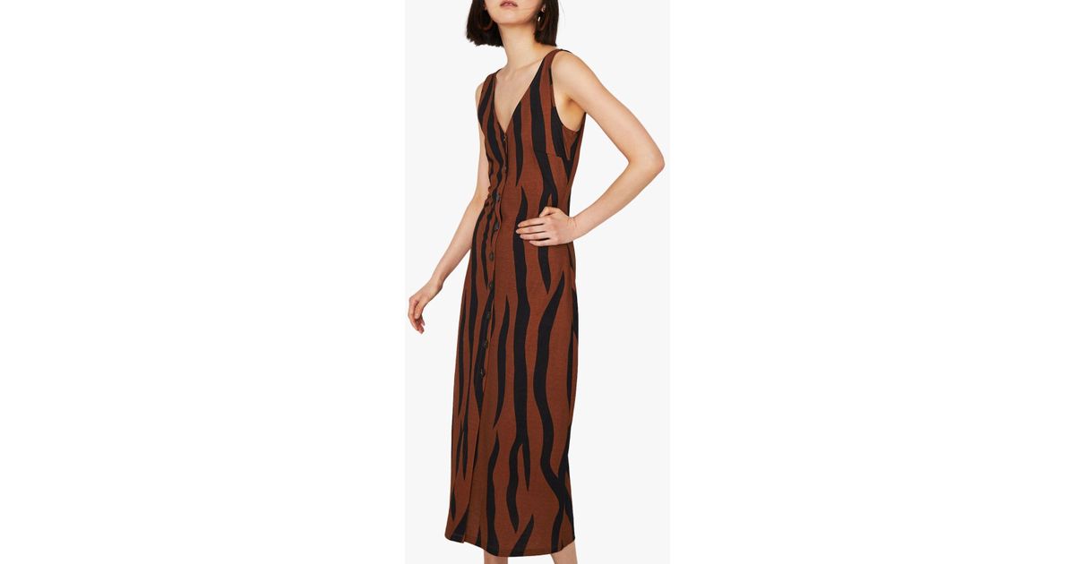 warehouse animal print midi dress