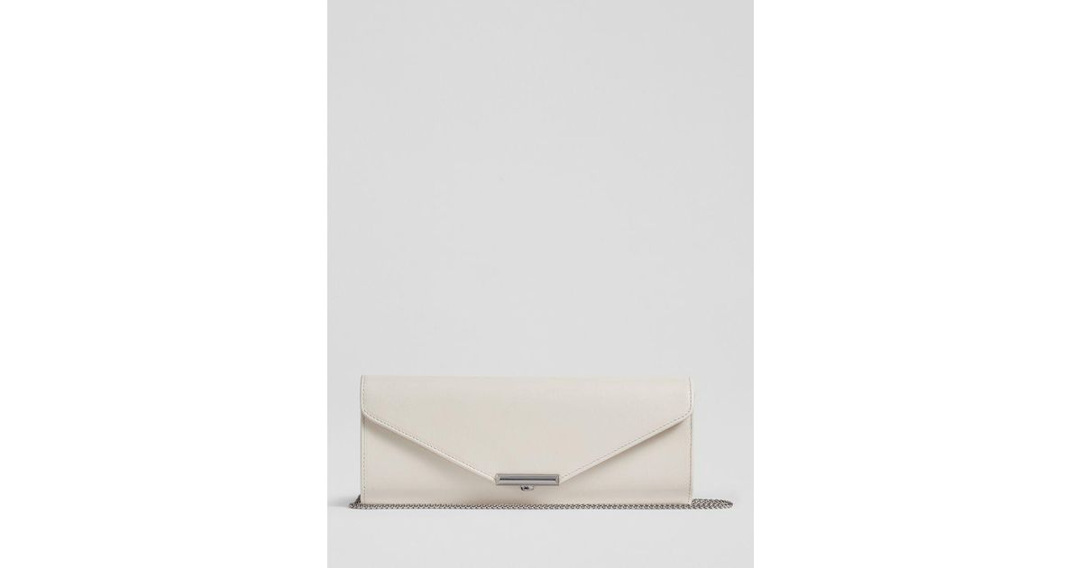 LK Bennett Lucille Chain Strap Envelope Leather Clutch Bag in Natural ...