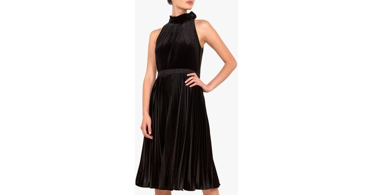 ted baker cornela pleated velvet dress