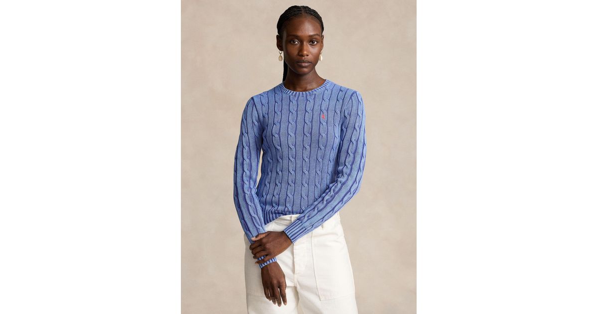 Lauren Ralph Lauren Natrissa Cable Knit Short Sleeve Jumper, Light Blue at  John Lewis & Partners