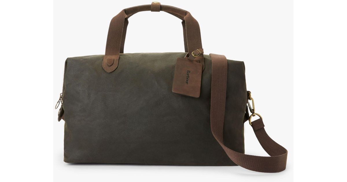 Barbour Islington Wax Leather Holdall in Green for Men Lyst UK