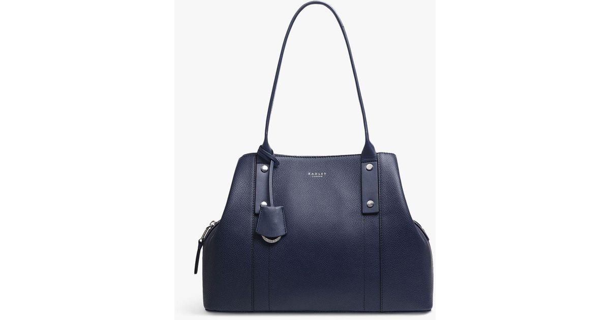 Radley Provence Street Medium Leather Zip Top Shoulder Bag in Blue