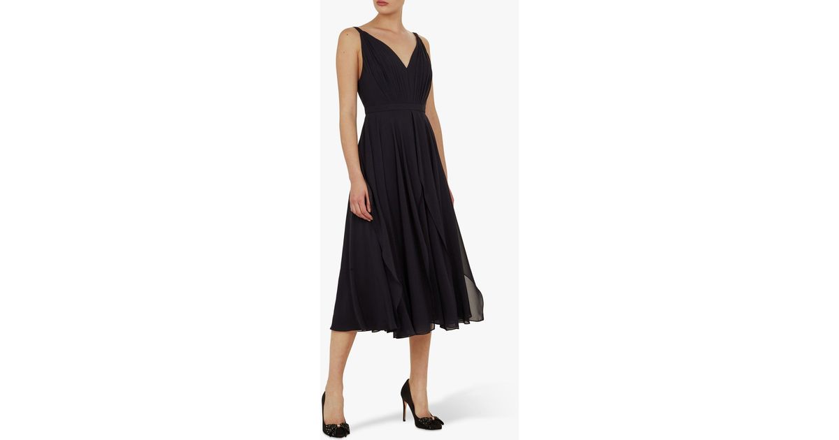 celeyst v neck georgette midi dress