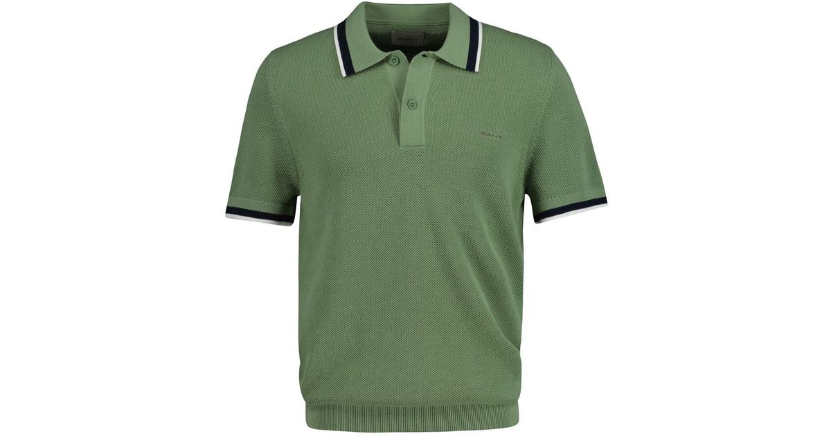 GANT Cotton Pique Short Sleeve Men Lyst Green UK | Shirt for Polo in