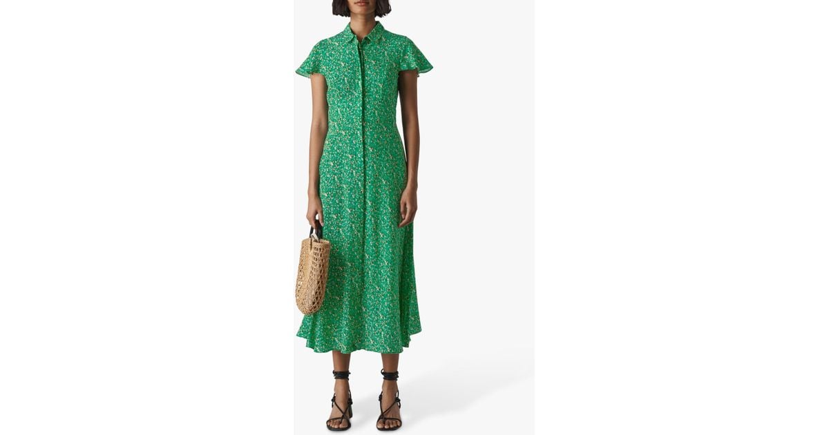 whistles ditsy green dress