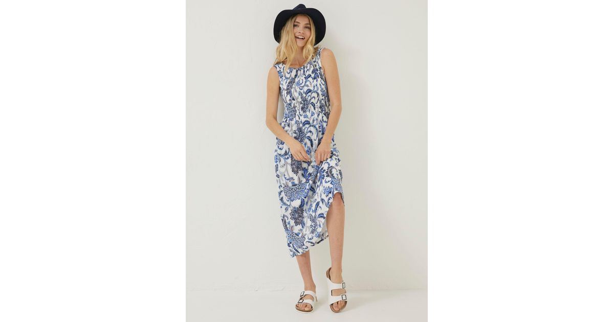 FatFace Anna Palace Floral Midi Dress in Blue Lyst UK