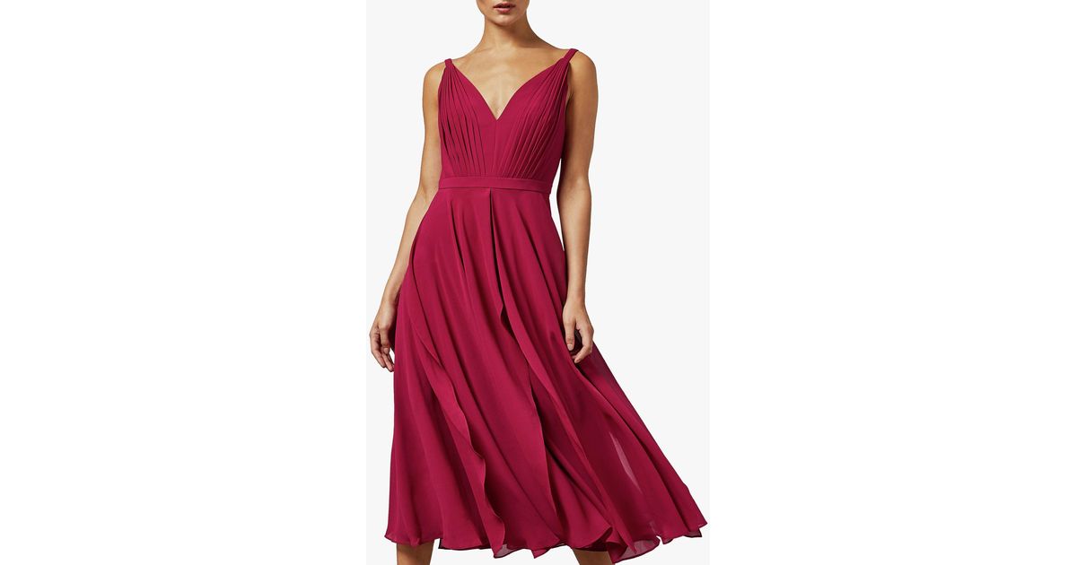 Ted Baker Synthetic Celeyst Pleated Midi Dress in Dark