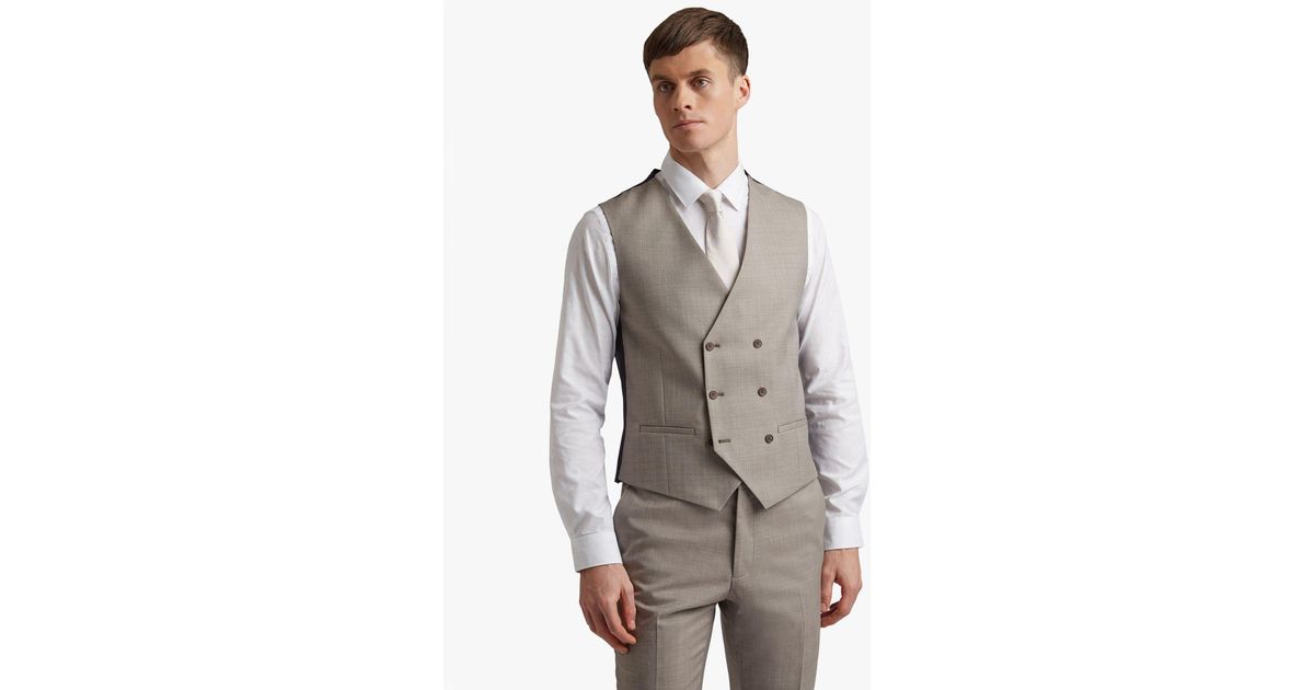 Ted Baker Arran Slim Fit Wool Blend Double Breasted Waistcoat in