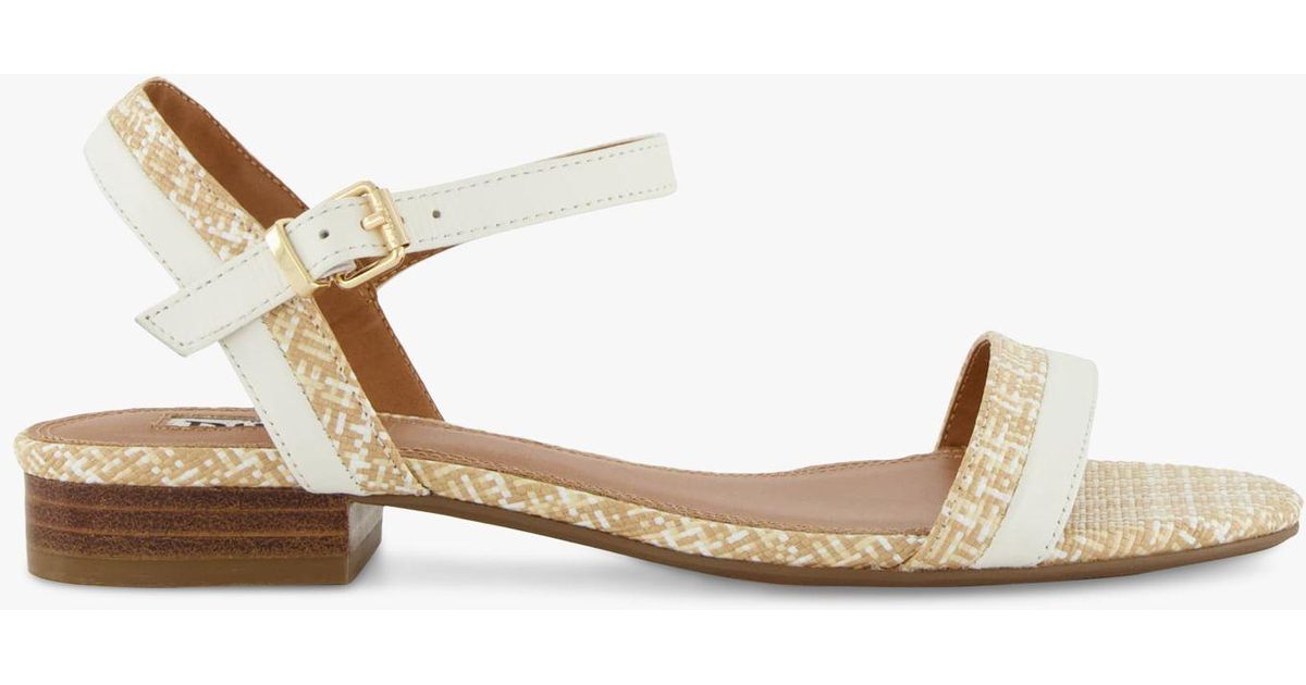 Dune Loyalty Leather Stacked Low Block Heel Sandals in Natural Lyst UK