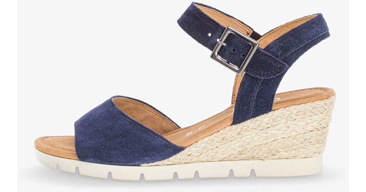 Gabor Nieve Wide Fit Wedge Sandals in Blue | Lyst UK