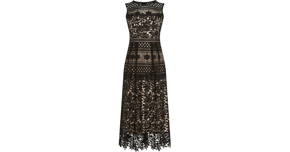 warehouse multi lace midi dress