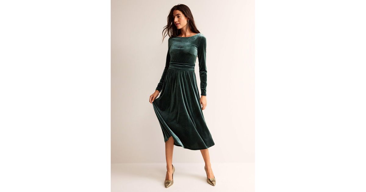 Boden Abigail Velvet Midi Dress in Blue Lyst UK
