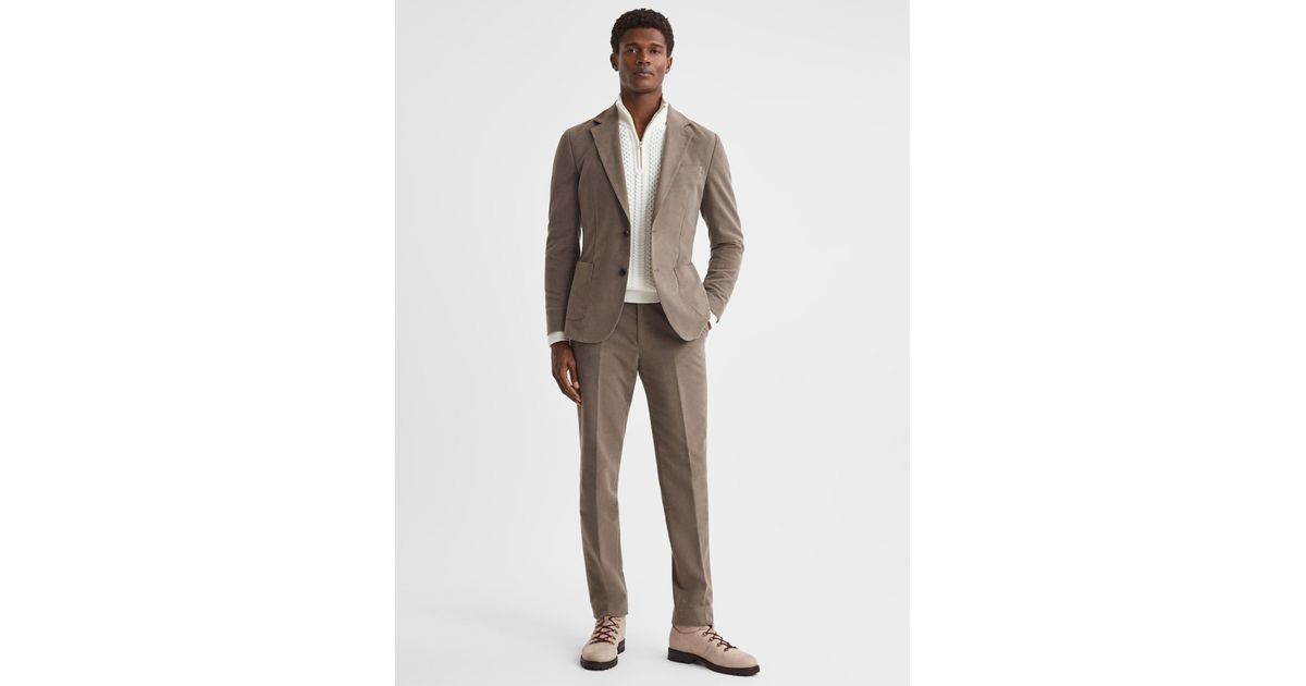Reiss Wall Tailored Fit Single Breasted Moleskin Blazer in Natural for Men Lyst UK