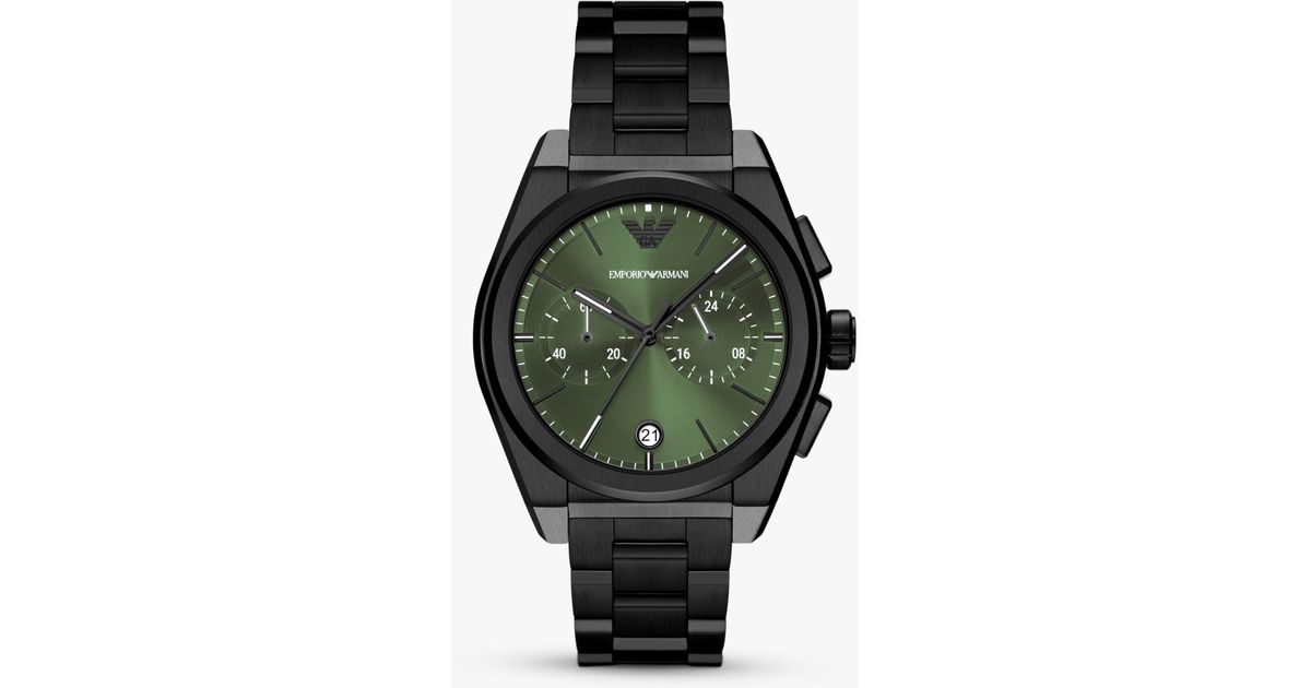 Lyst | Bracelet Chronograph UK Armani Strap Watch Green Emporio Ar11562 Date for Men in