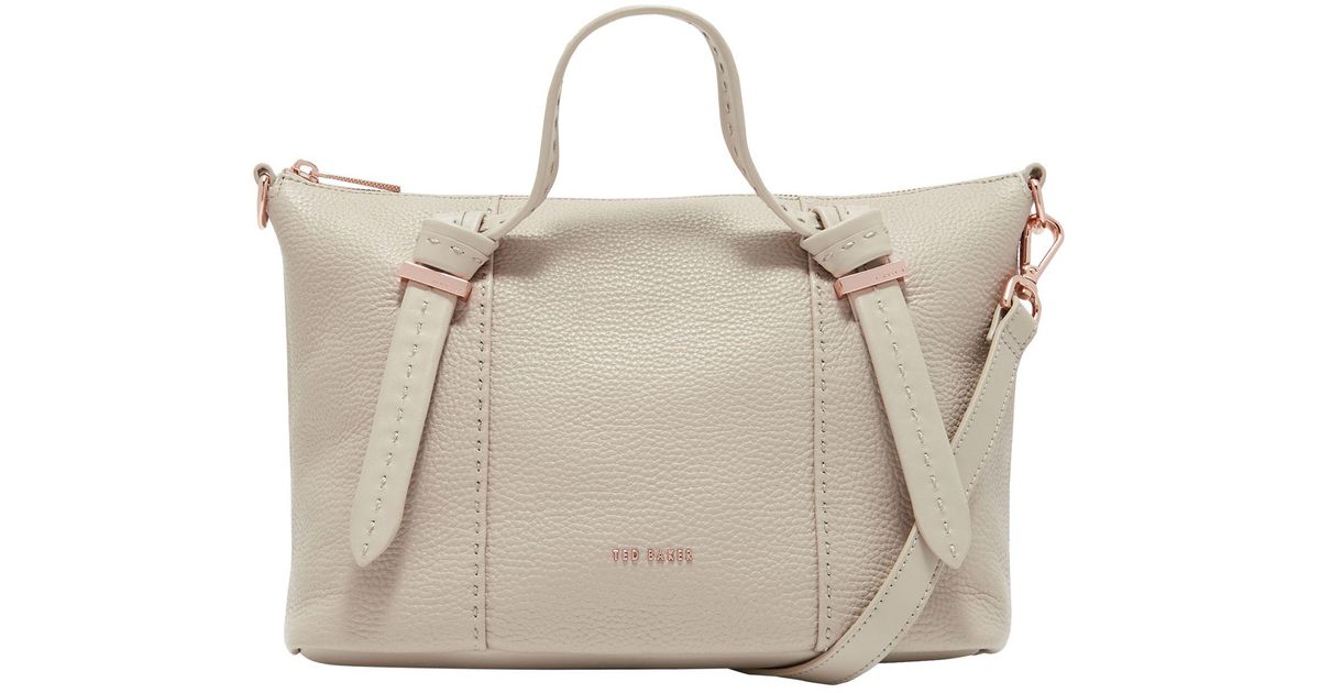 olmia knotted handle small leather tote bag