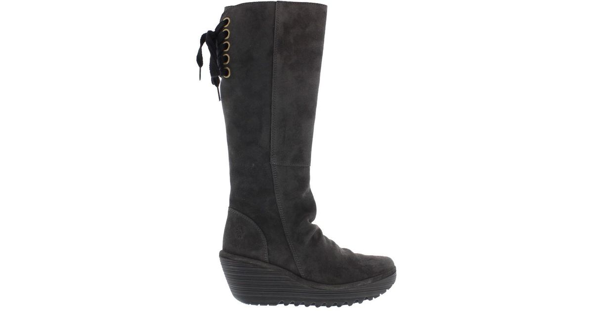 fly black knee high boots