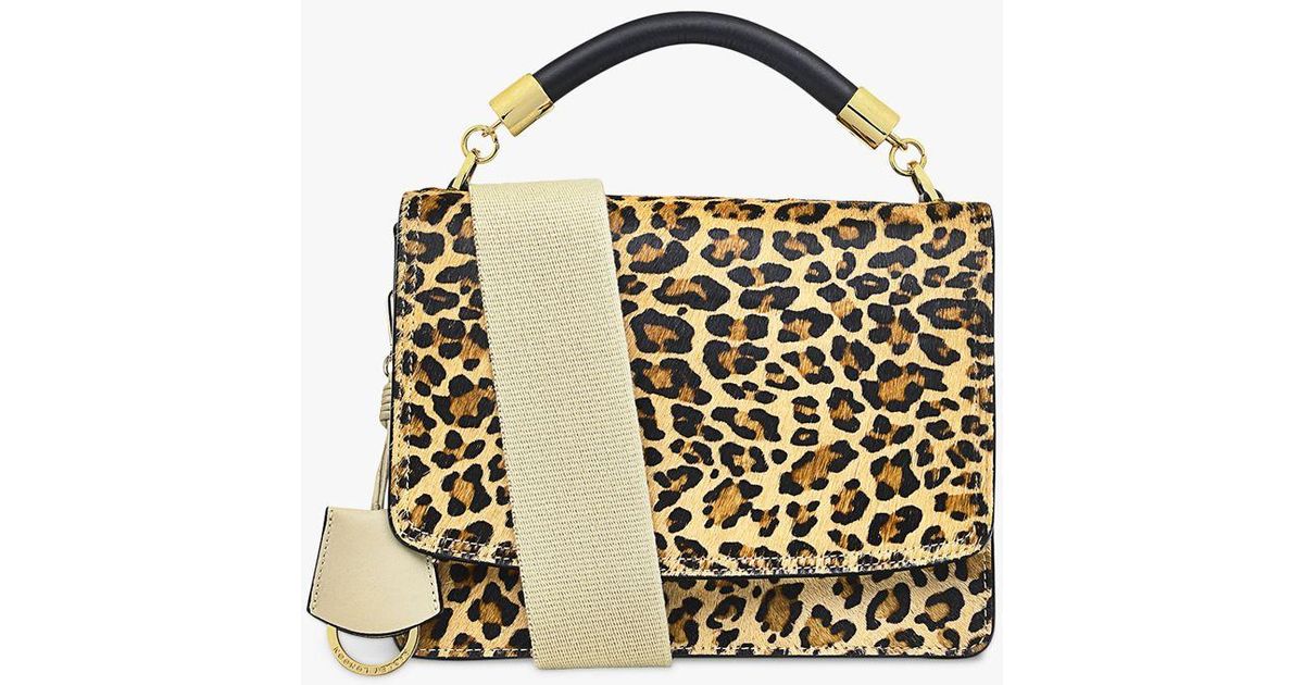 Radley Adie Road Faux Leopard Small Flapover Leather Cross Body Bag in