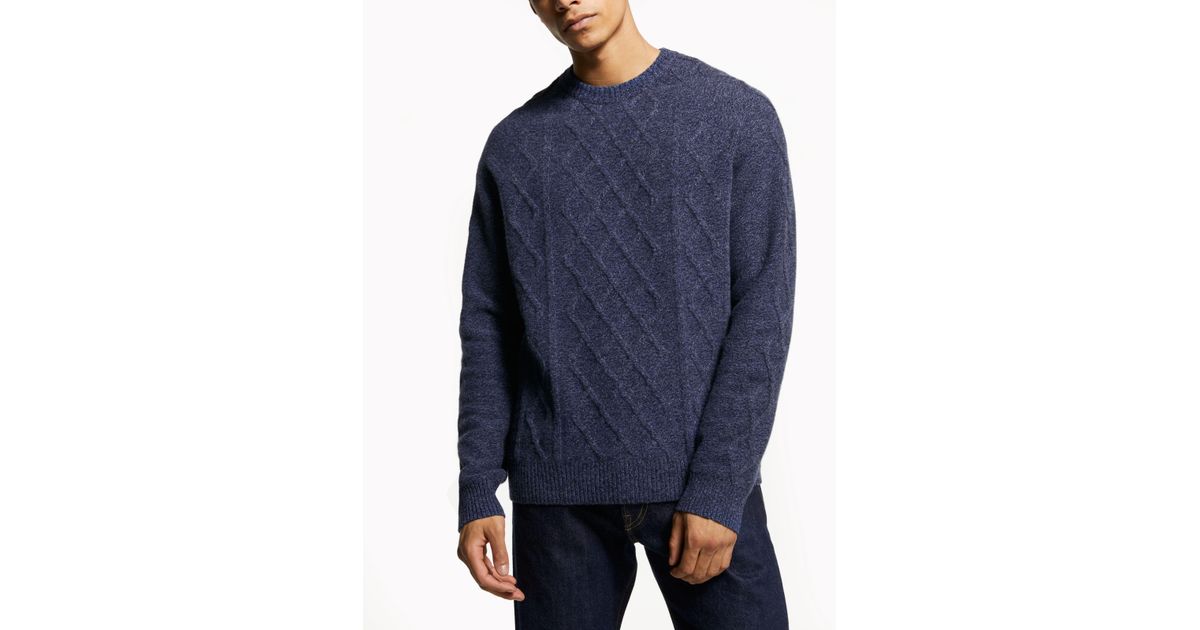 John Lewis Wool Merino Yak Cable Knit Jumper in Indigo (Blue) for Men