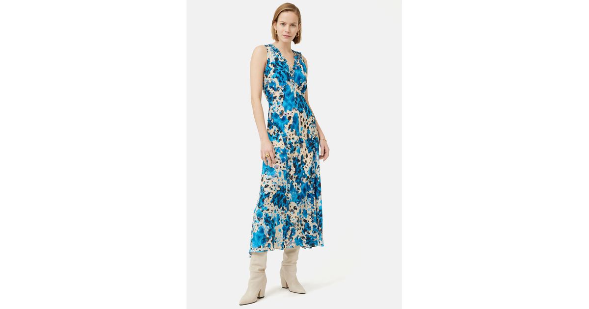 Jigsaw Clouded Leopard Print Midi Dress in Blue Lyst UK