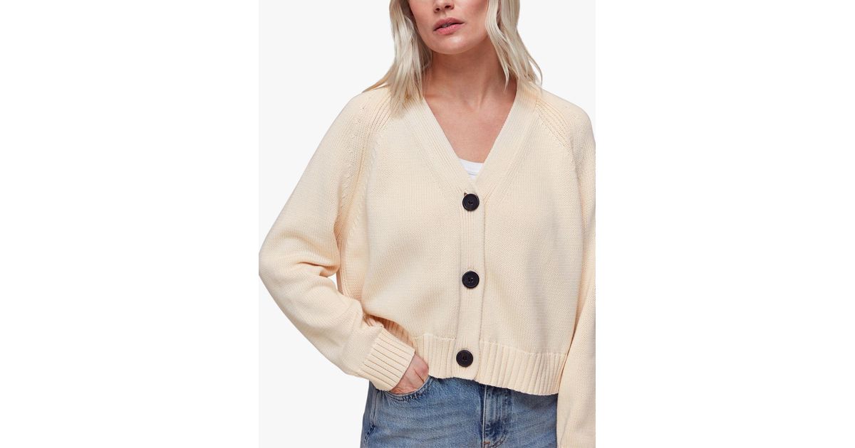 Whistles Petite Karine Rib Detail Cardigan in Natural Lyst UK