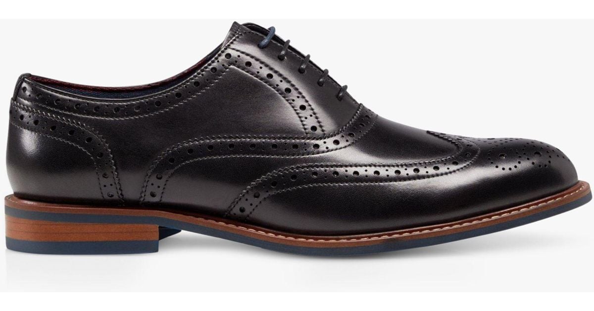 Dune Pollodium Wide Fit Leather Brogues in Black for Men - Lyst