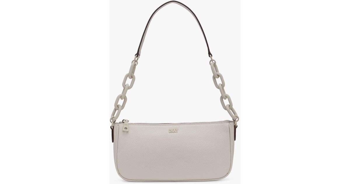 DKNY Frankie Leather Top Zip Shoulder Bag in White Lyst UK