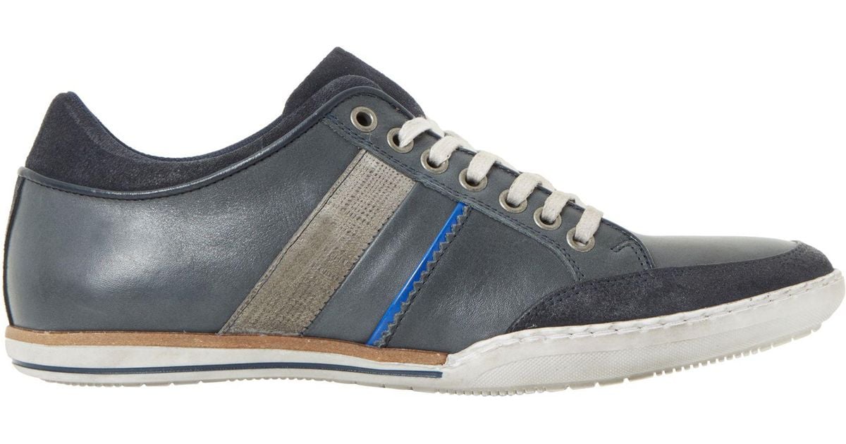 Dune Leather Tito Trainers in Navy 