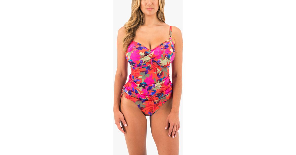 Fantasie Pichola Underwire Twist Front Tankini Top, Black/Multi at