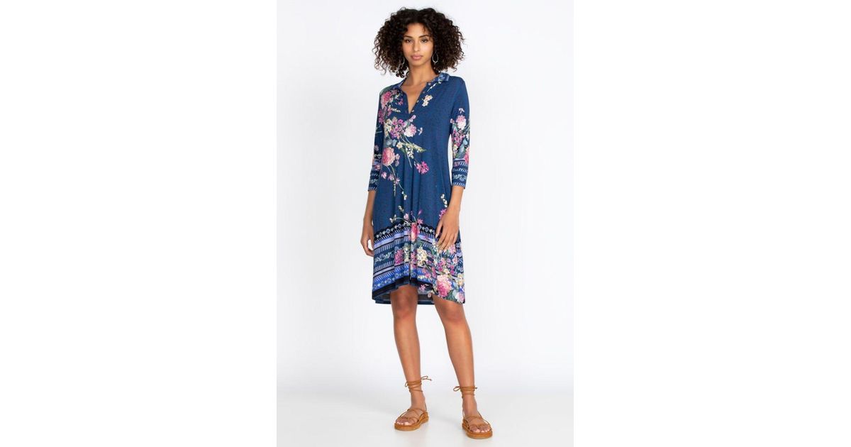 Johnny Was Willowa Polo Tunic Dress in Blue Lyst