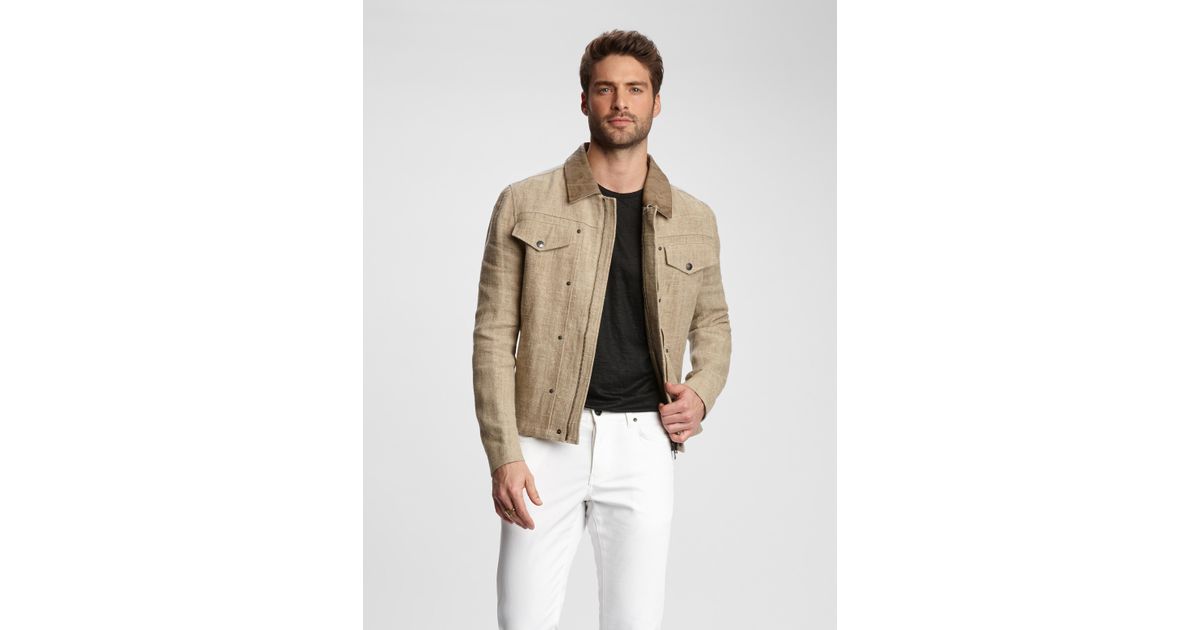 John Varvatos Linen Trucker Jacket for Men Lyst UK
