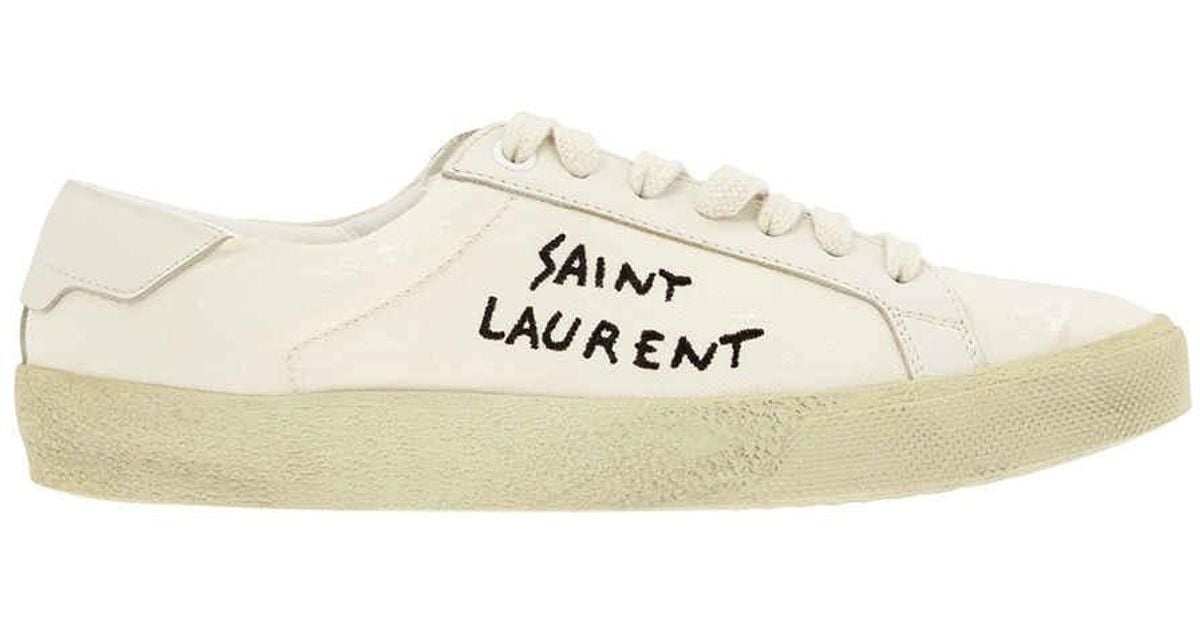 Saint Laurent Leather Ysl Mens Sneakers 