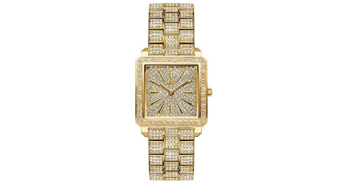 JBW Cristal Quartz Diamond Crystal Gold Dial Watch in Metallic | Lyst