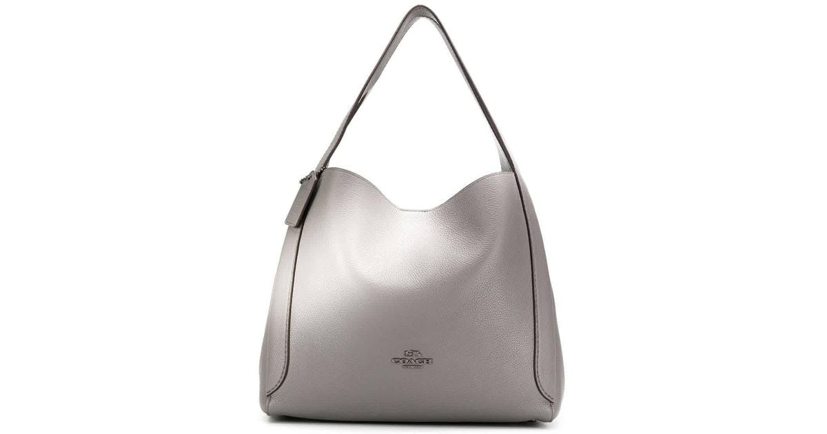 COACH Heather Grey Hadley Pebbled Leather Hobo Bag in Gray - Lyst