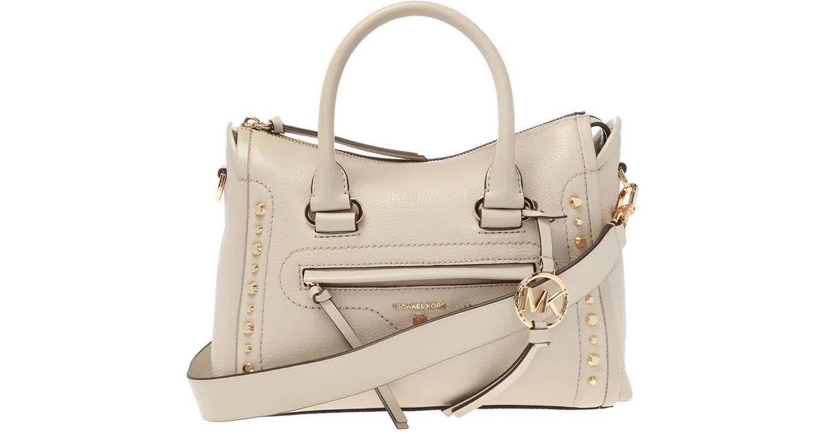 Michael Michael Kors Carine Small Studded Pebbled Leather Satchel