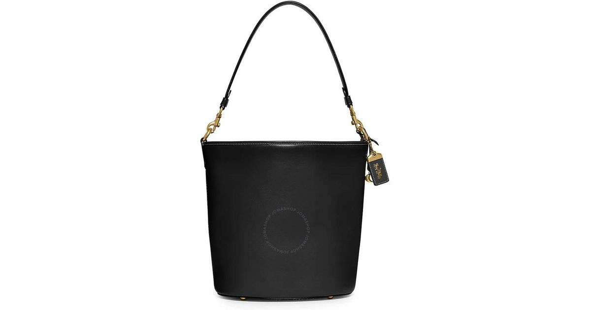 Coach black leather bucket bag deals