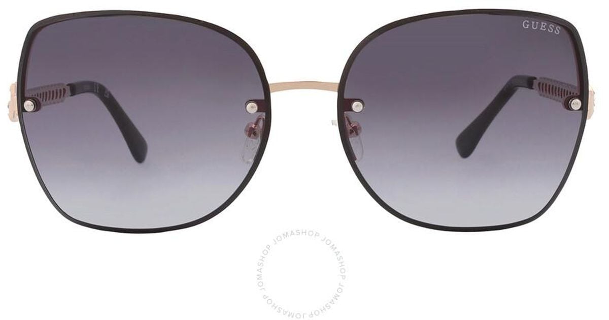Guess Factory Smoke Gradient Butterfly Sunglasses with Silver Accents GUESS FACTORY SMOKE MIRROR SHIELD main image 4