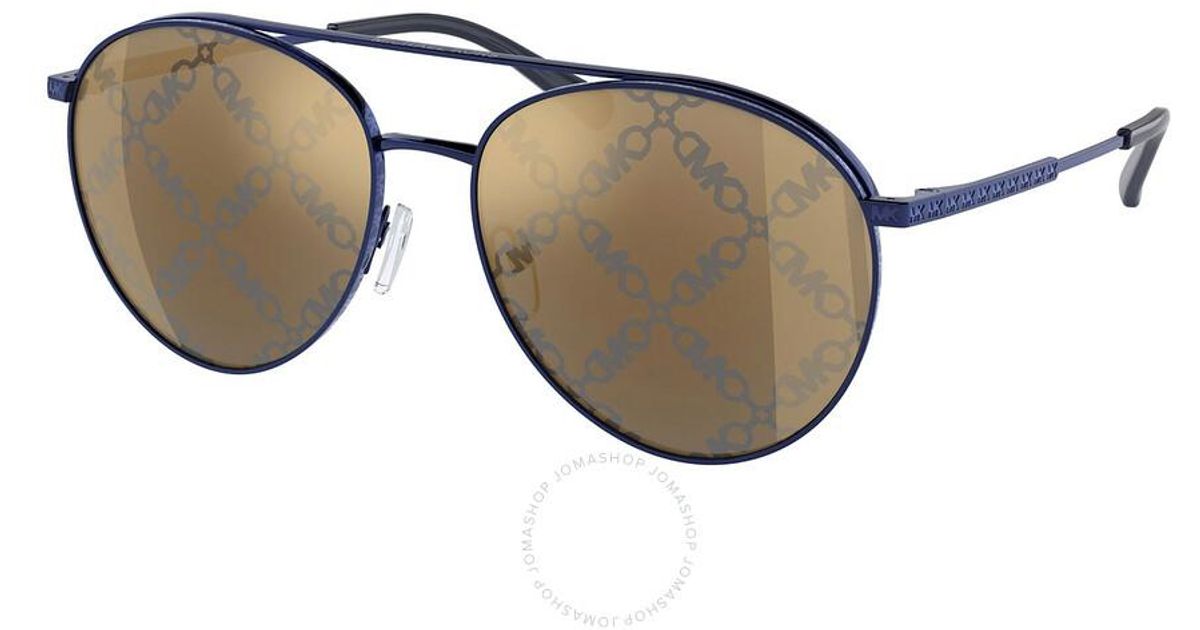 Michael Kors Multicolor Arches Gold Logo Mirror Pilot Sunglasses Mk1138 1895am 58