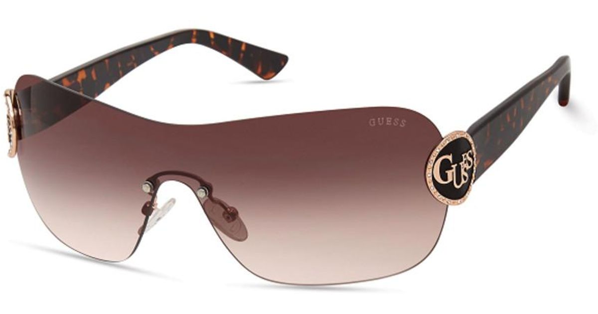Guess Ladies Gold Tone Shield Sunglasses in Brown,Gold Tone (Brown) - Lyst
