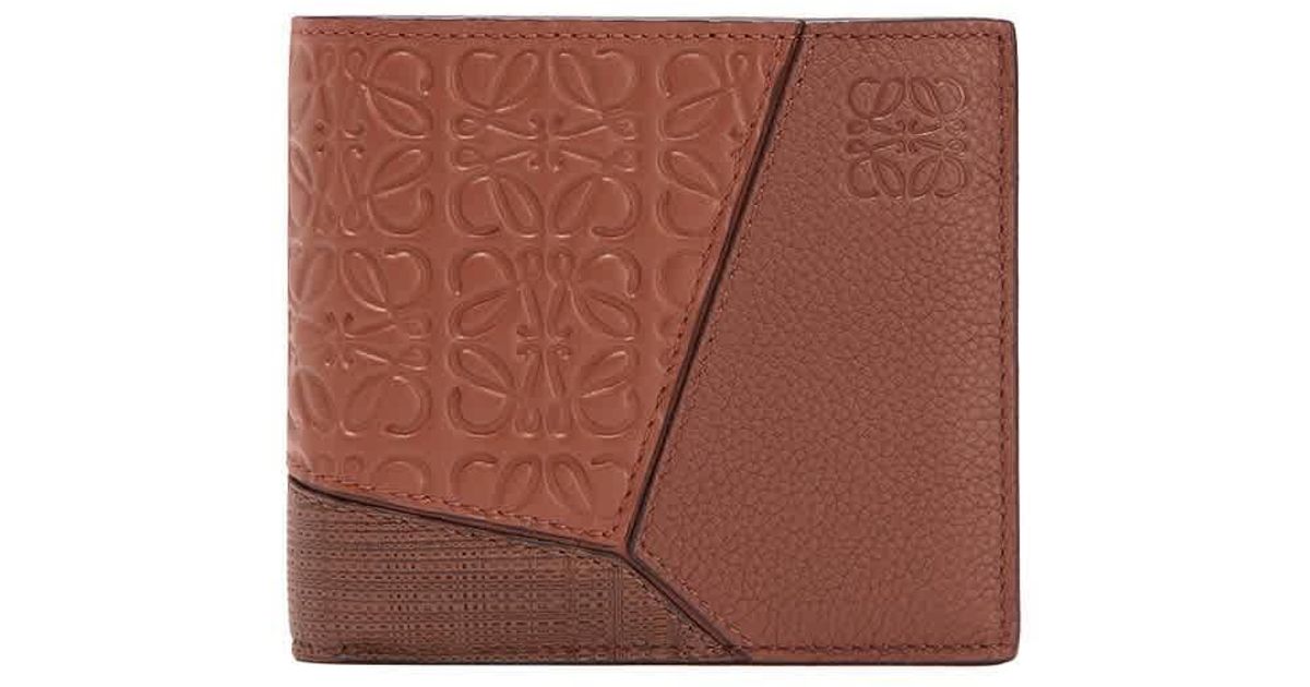 Loewe Leather Brown Calfskin Puzzle Bifold Coin Wallet for Men - Lyst