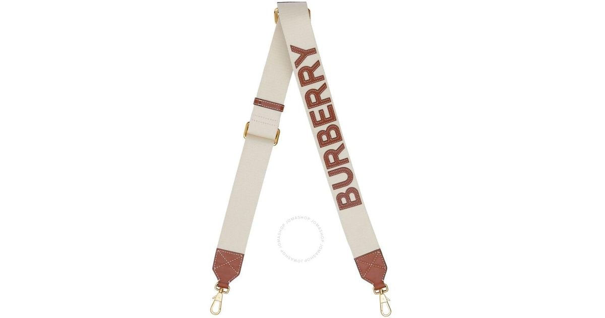 Burberry Logo Detail Leather Bag Strap in White Lyst