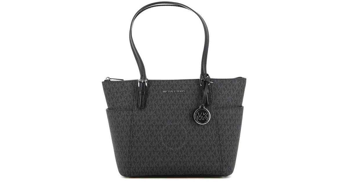 Michael Kors Jet Set Large Logo Top zip Tote Bag in Black Lyst