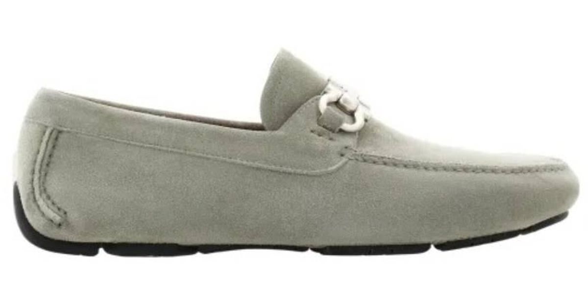 Ferragamo Suede Driver With Gancini Ornament in Gray for Men  display picture 1